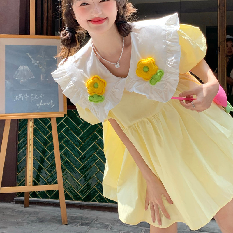 大码女装娃娃领连衣裙夏季2025新