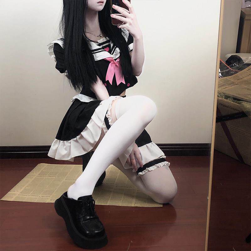 性感洛丽塔女仆cos睡裙二次元蝴蝶结JK日系学生百褶裙甜美水手装