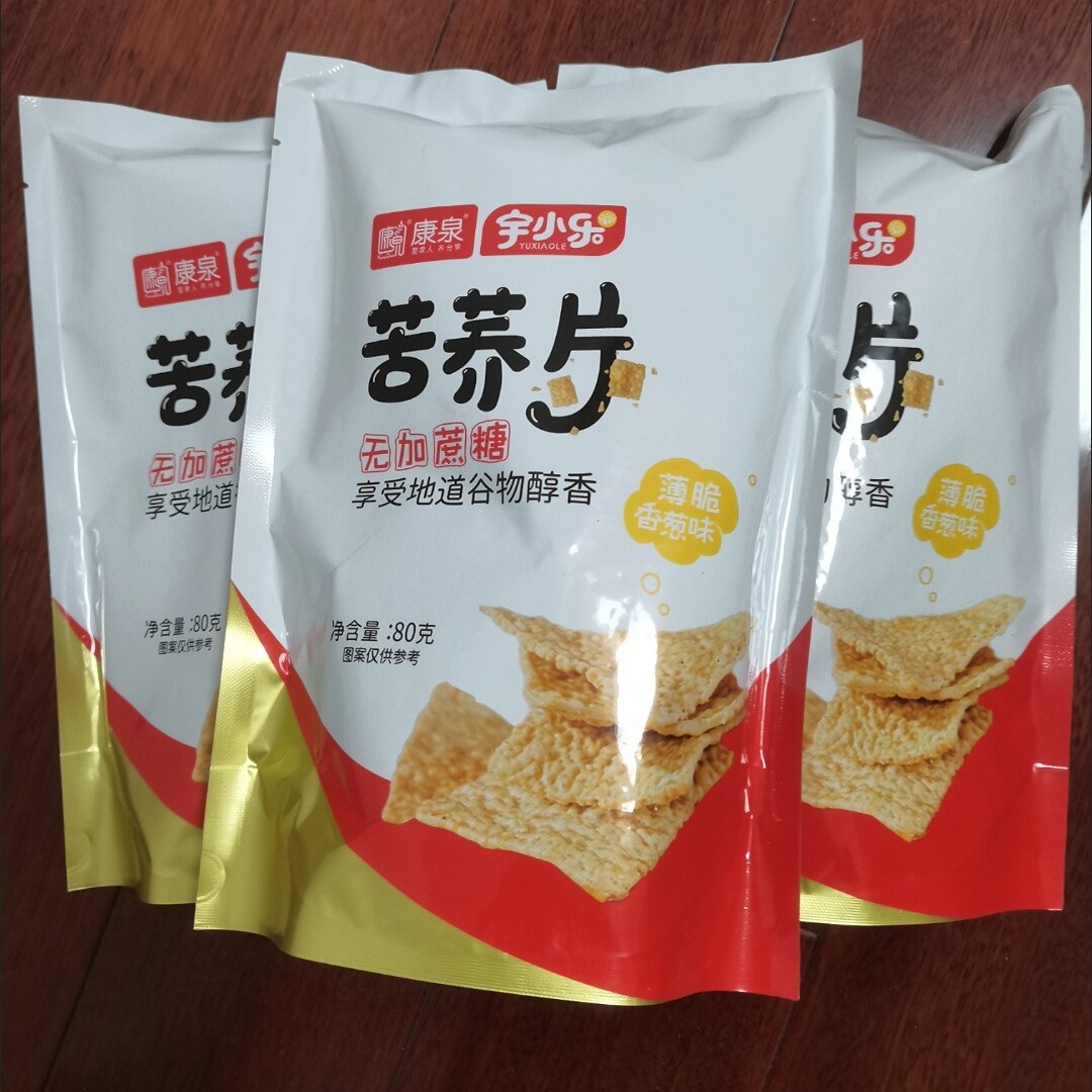 无加蔗糖苦荞片80g/袋香葱味谷物咸香薄脆锅巴脆片办公室休闲零食