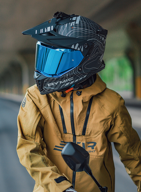 RYMIC睿觅X60碳纤维拉力摩托车头盔男女机车越野双镜四季全盔新3C