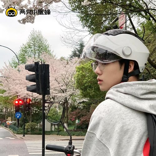 两只小蜜蜂夏盔男女夏季天窗头盔