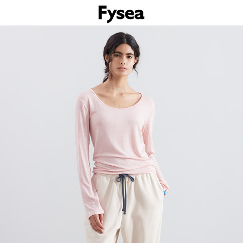 Fysea芭蕾领针织上衣长袖打底衫