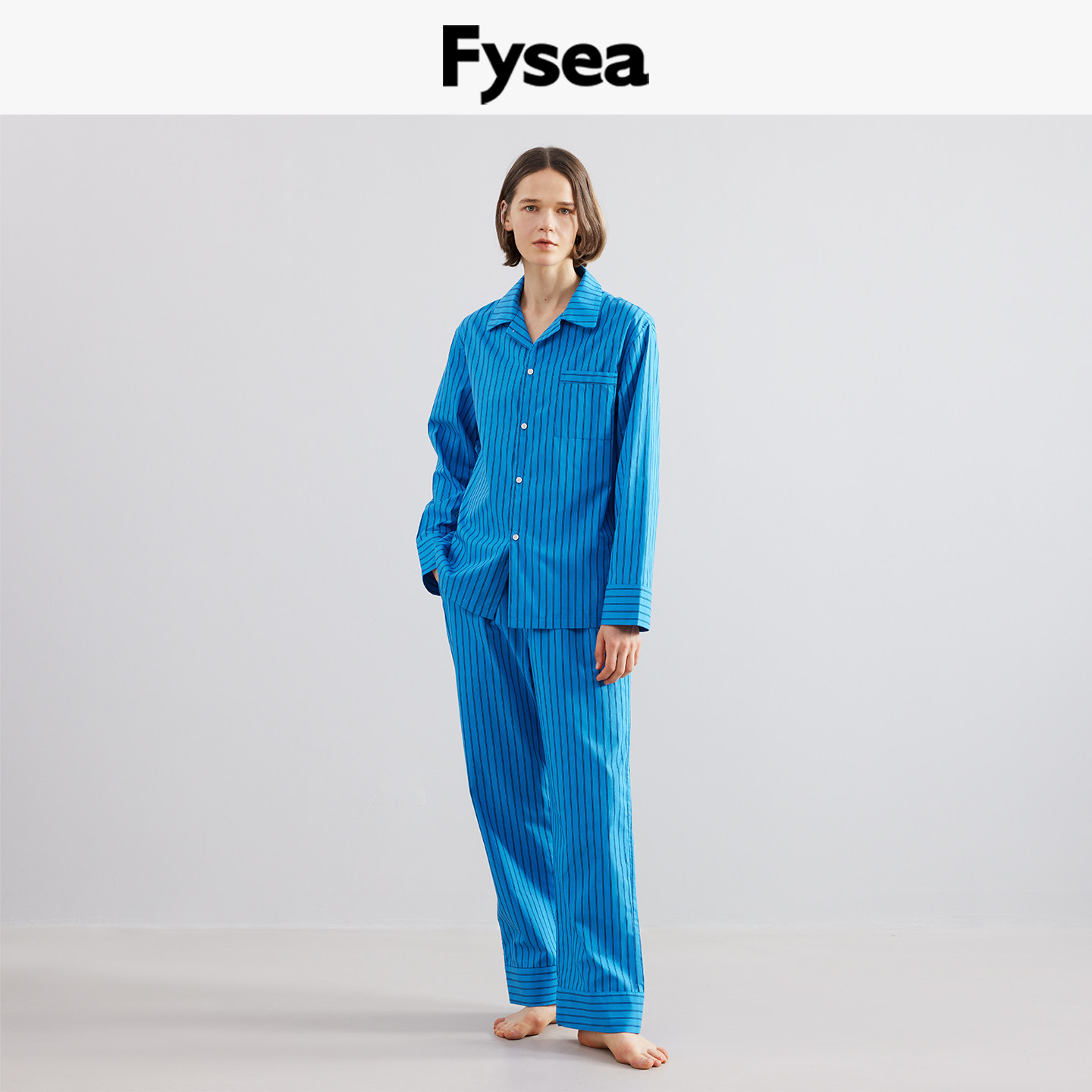 Fysea幕影蓝条纹纯棉家居服图片