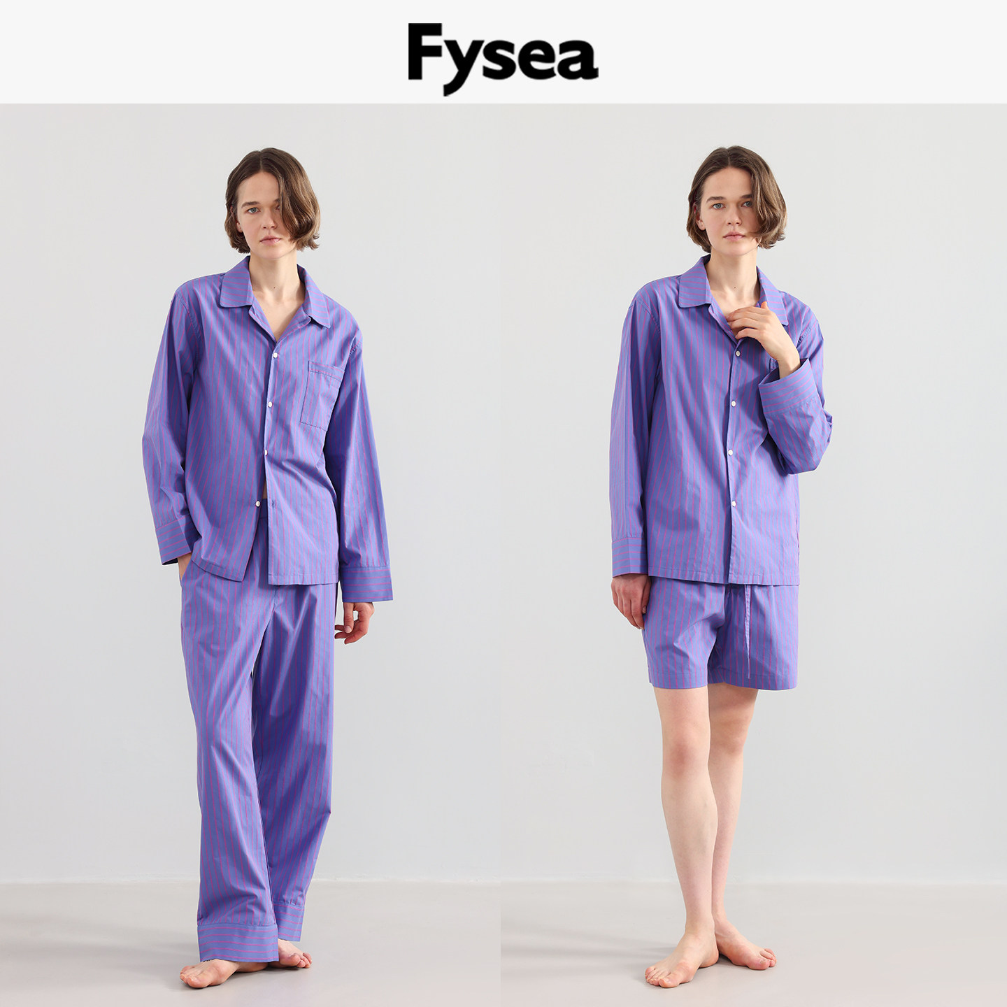 Fysea银河紫条纹家居服套装图片