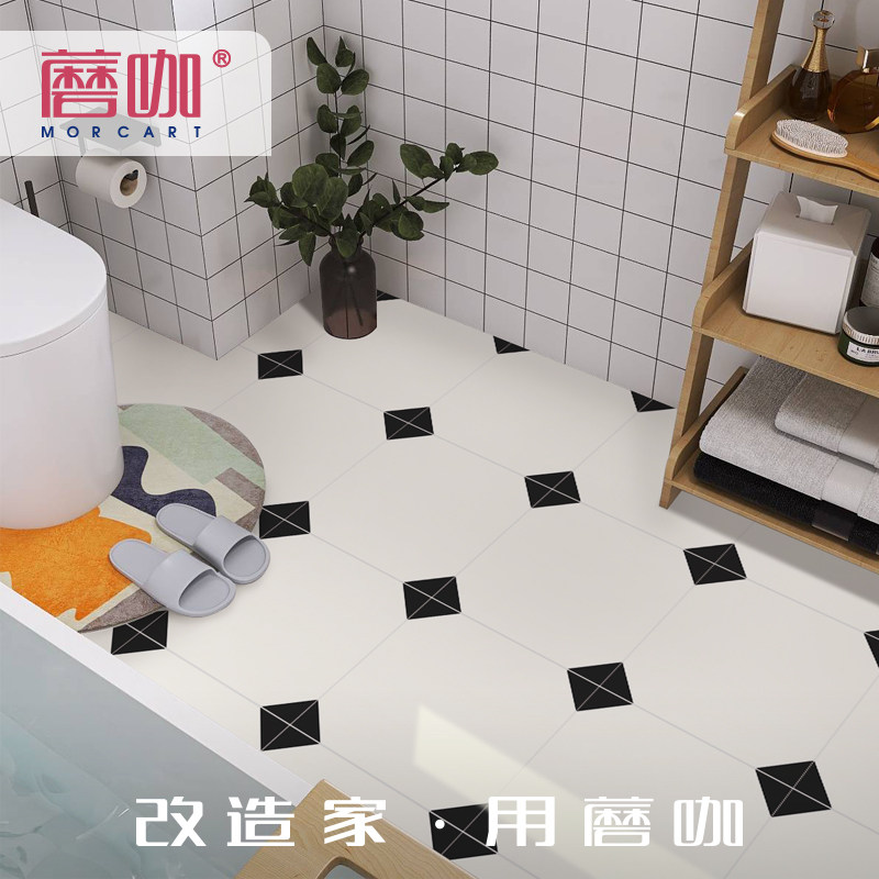 蘑咖卫生间复古防水地贴厨房墙地面翻新改造专用创意小花砖地板贴