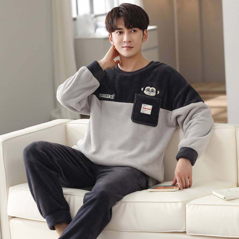 官方品牌珊瑚绒睡衣男士冬季加厚加绒冬款2025新款保暖青少年男款