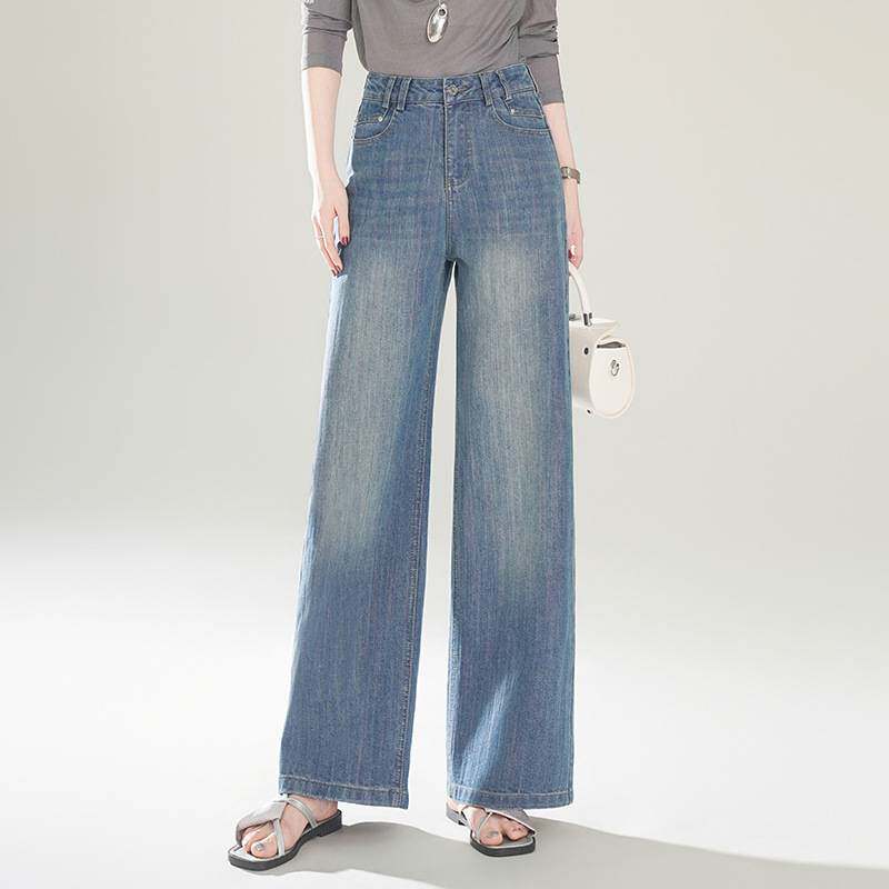 官方品牌彩色窄版直筒牛仔裤女2026春夏季新款女裤高腰显瘦休闲阔