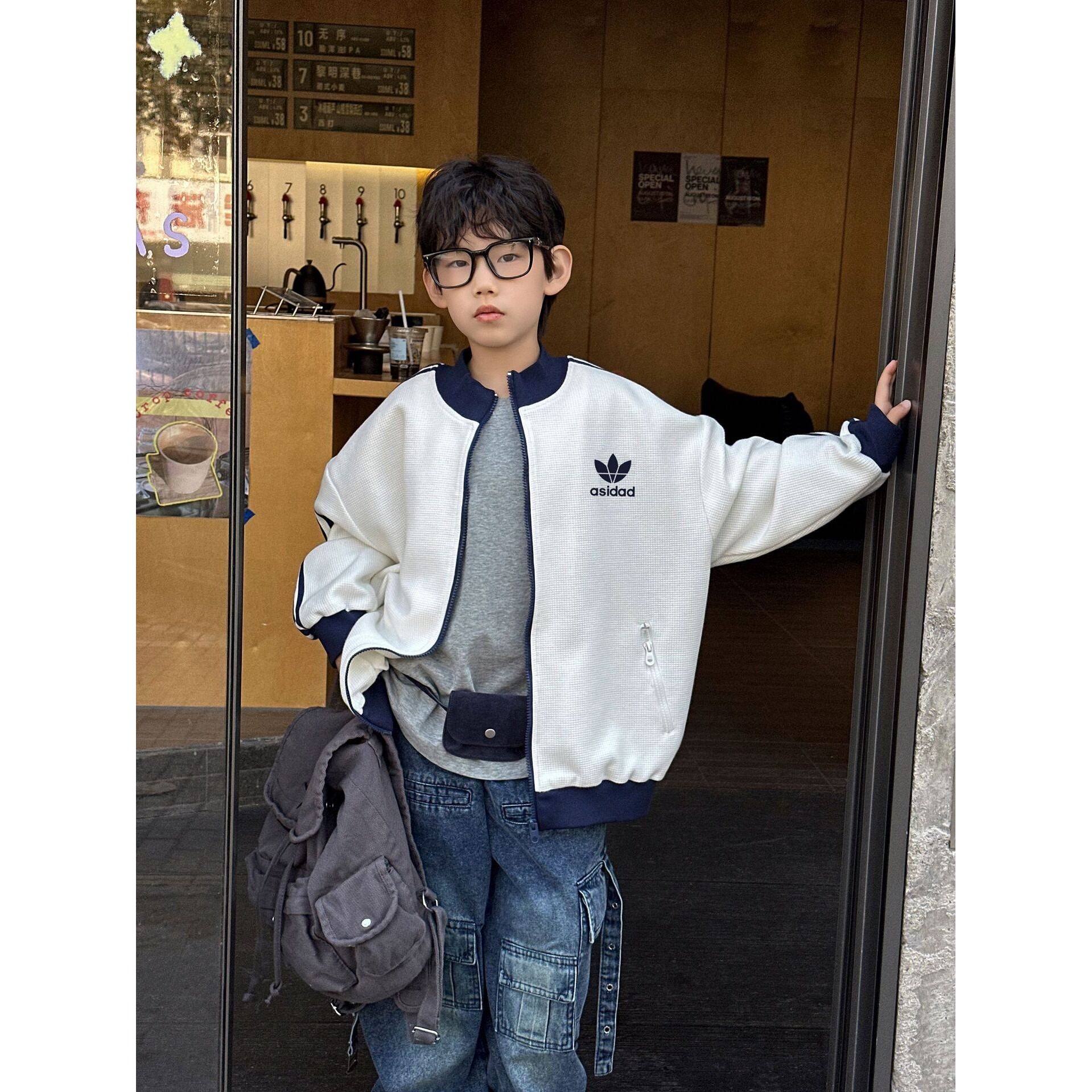 官方品牌男童春款外套休闲上衣2026春秋新款儿童棒球服美式夹克织