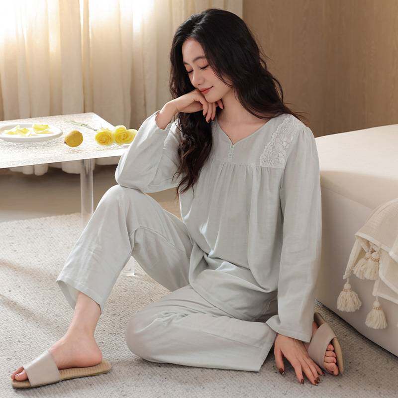 官方品牌2026年新款春秋季新款女士睡衣柔软莫代尔棉长袖妈妈可外