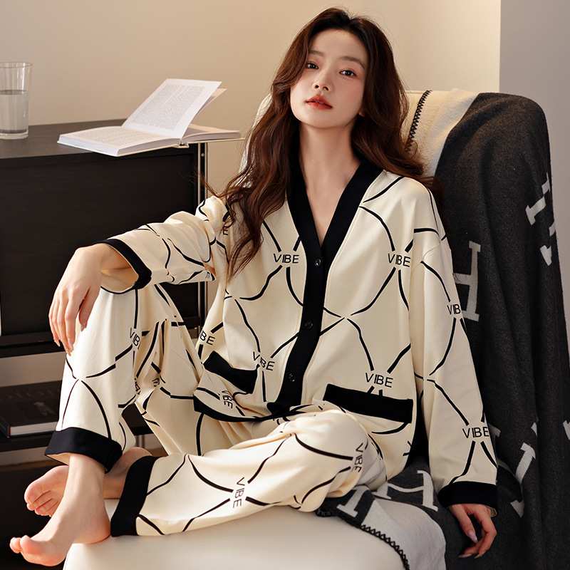 专柜品牌纯棉睡衣女款2026新款春秋季长袖开衫韩版高级感女士可外