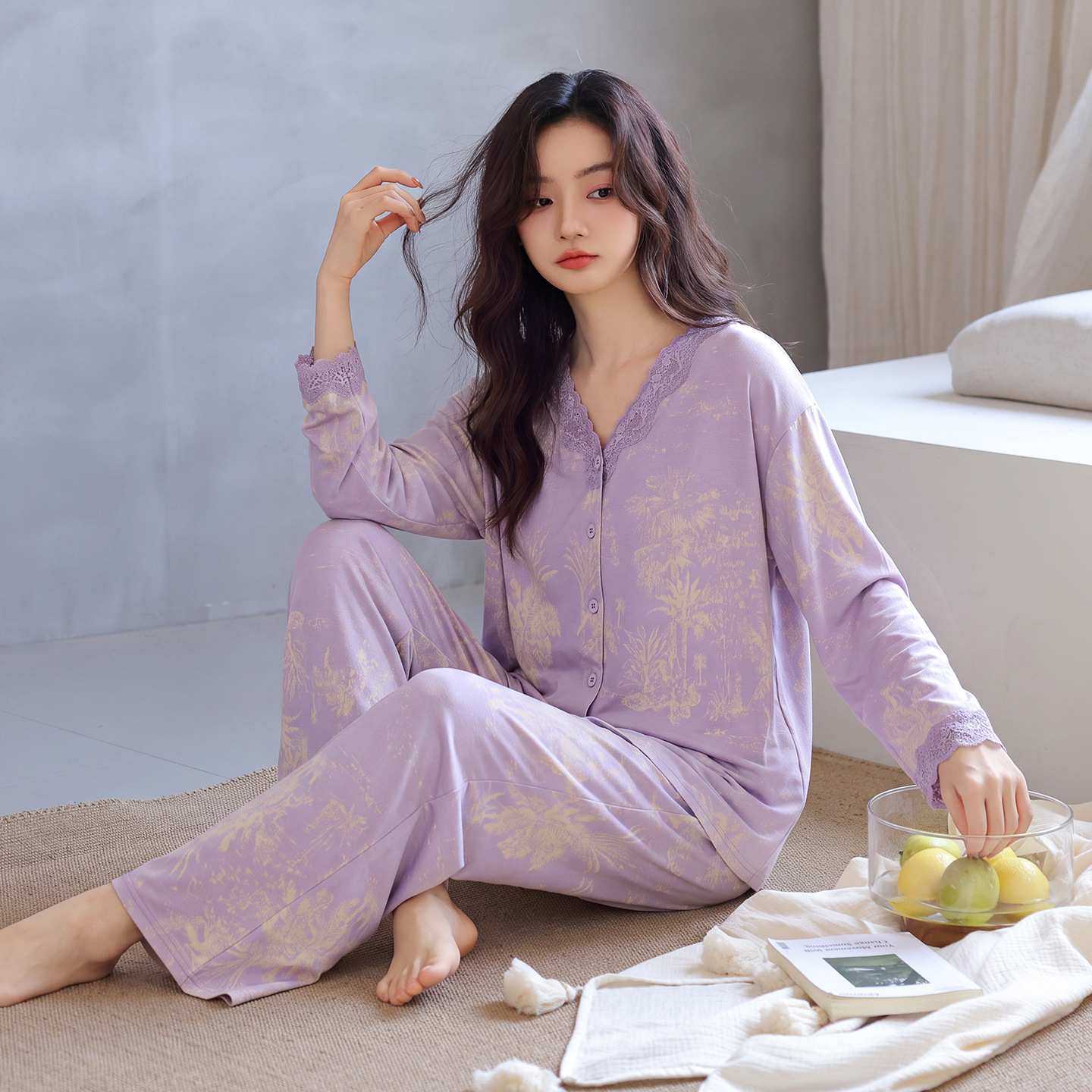 专柜品牌2026新款春秋季纯棉睡衣女中年妈妈全棉长袖大码可外穿家