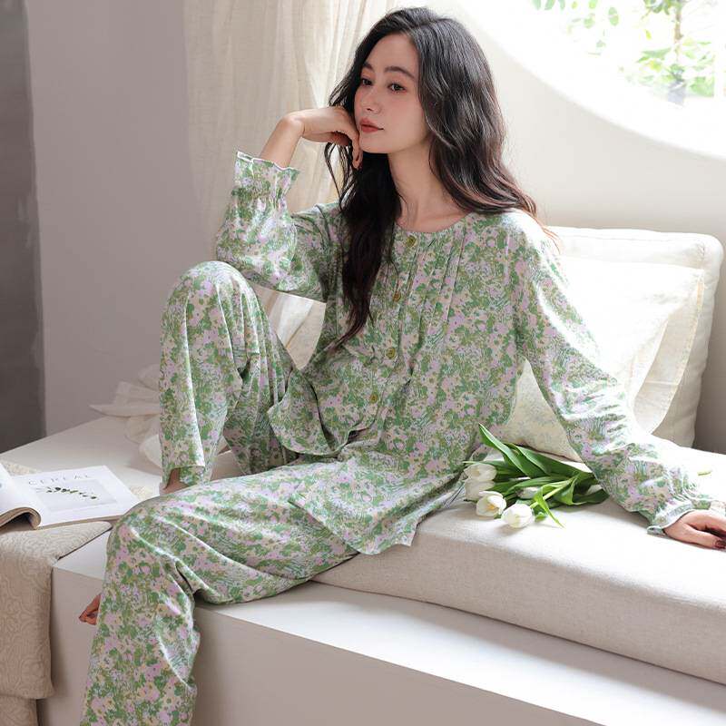 官方品牌2026新款睡衣女款春秋季纯棉女士休闲家居服全棉中年妈妈