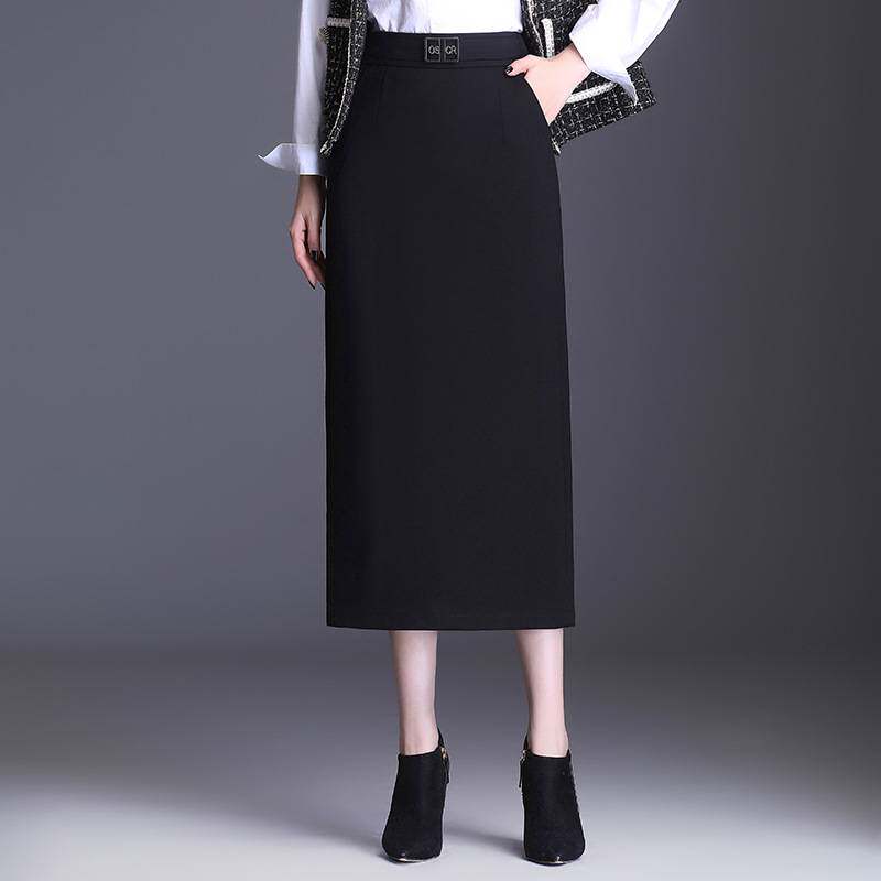 官方品牌时尚直筒休闲半身裙女2026年春季新款高腰包臀职业中长裙
