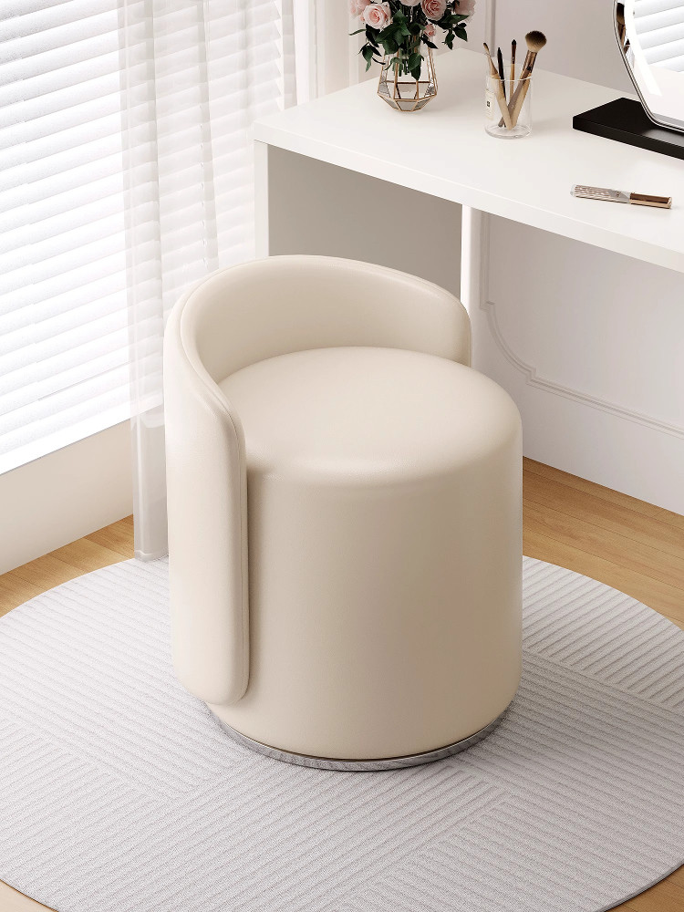 化妆凳轻奢高级感家用凳子靠背女生卧室梳妆台椅子圆凳旋转美甲椅