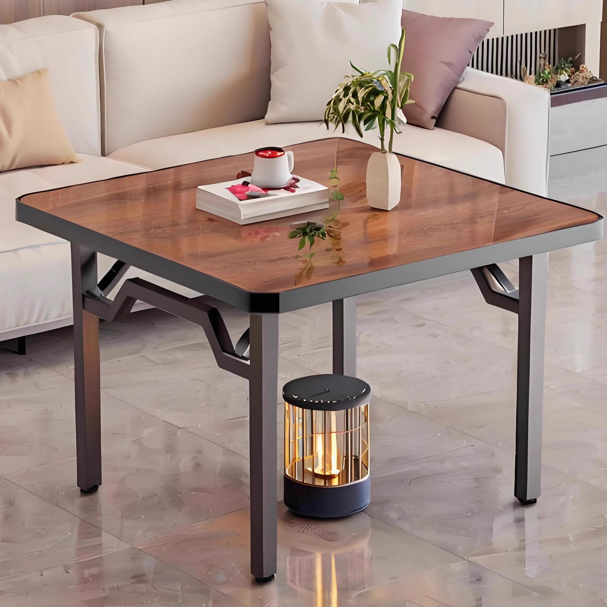 正方形折叠桌子餐桌家用饭桌掼蛋专用烤火桌户外摆摊可携式四方桌