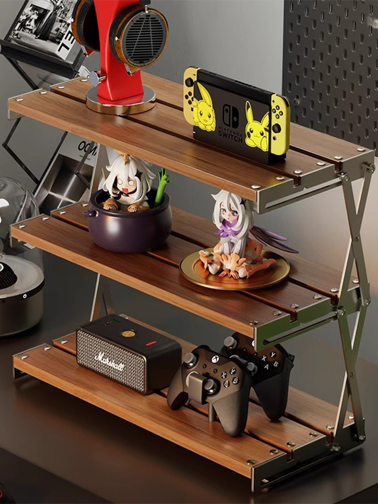 桌面置物架家用电脑桌收纳摆件可折叠咖啡杯架露营桌吧台整理架子