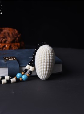 速发犸玉米手把件件玉满堂汽车挂件随身盘完物金实心玉米猛果牙文