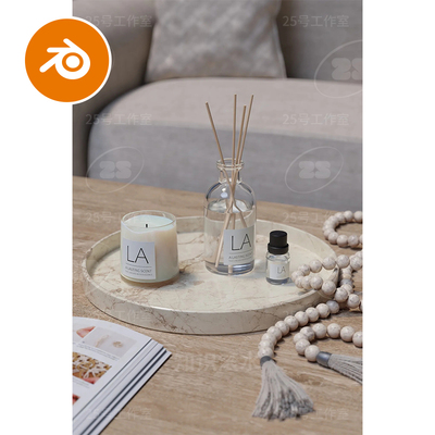 Blender奢侈品产品渲染项链香薰蜡烛香水客厅静景素雅模型2634