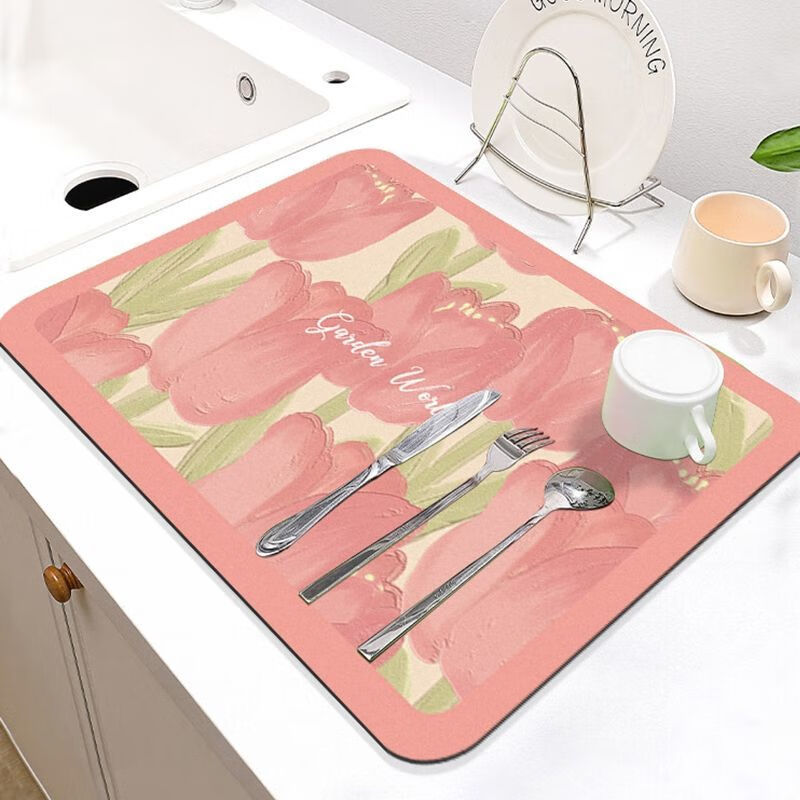 瑞丹厨房台面沥水垫子碗盘干燥垫酒茶台吸水杯子垫清新风免洗隔热