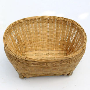 汉水竹城竹篮子手工编织菜篮装鸡蛋水果篮收纳竹篮竹筐竹编无提把
