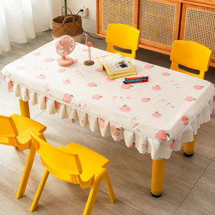 钟爱一生幼儿园桌布防水防油餐桌垫tpu布艺格子课桌罩子学校小学