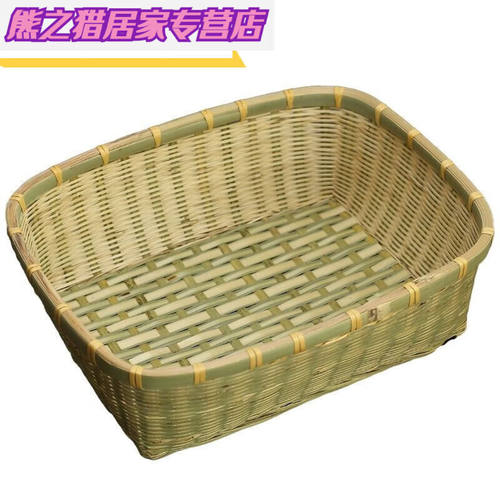千团精工竹篮收纳筐蛋篮手工竹编家竹工艺方形竹筐方形大竹筐