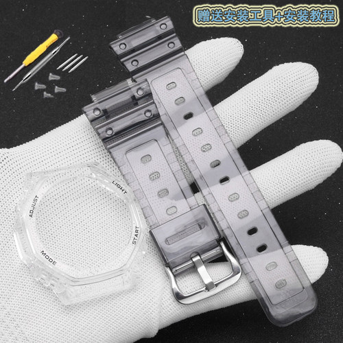 适配GA-2100八角运动手表男女卡西欧GAB2100/GA-2110冰韧透明表带