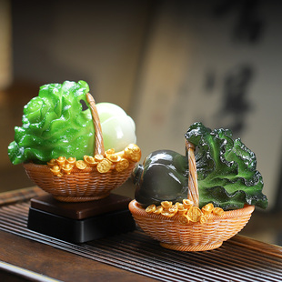 变色白菜茶宠摆件精品可养茶具茶玩茶台茶道百财如意聚财招财摆设