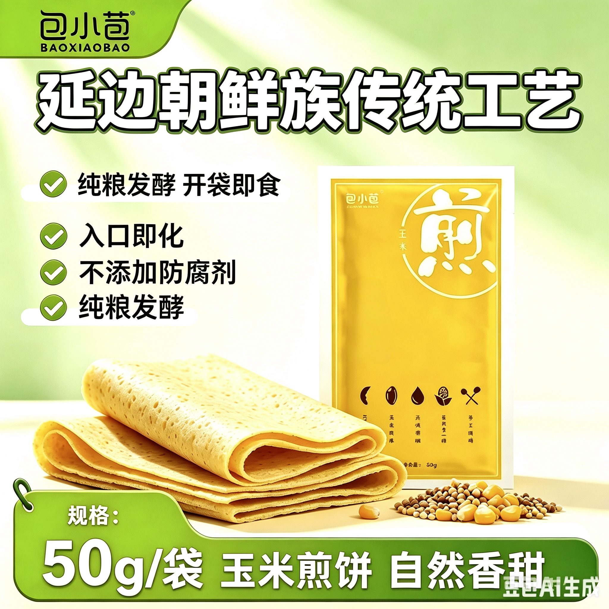 包小苞粗粮煎饼朝鲜延边玉米煎饼