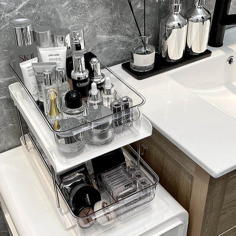 浴室台面置物架卫生间厕所洗漱台化妆品抽屉收纳盒护肤品双层架子