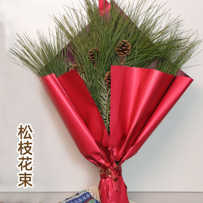 新鲜松枝清明花束祭扫寄托哀思