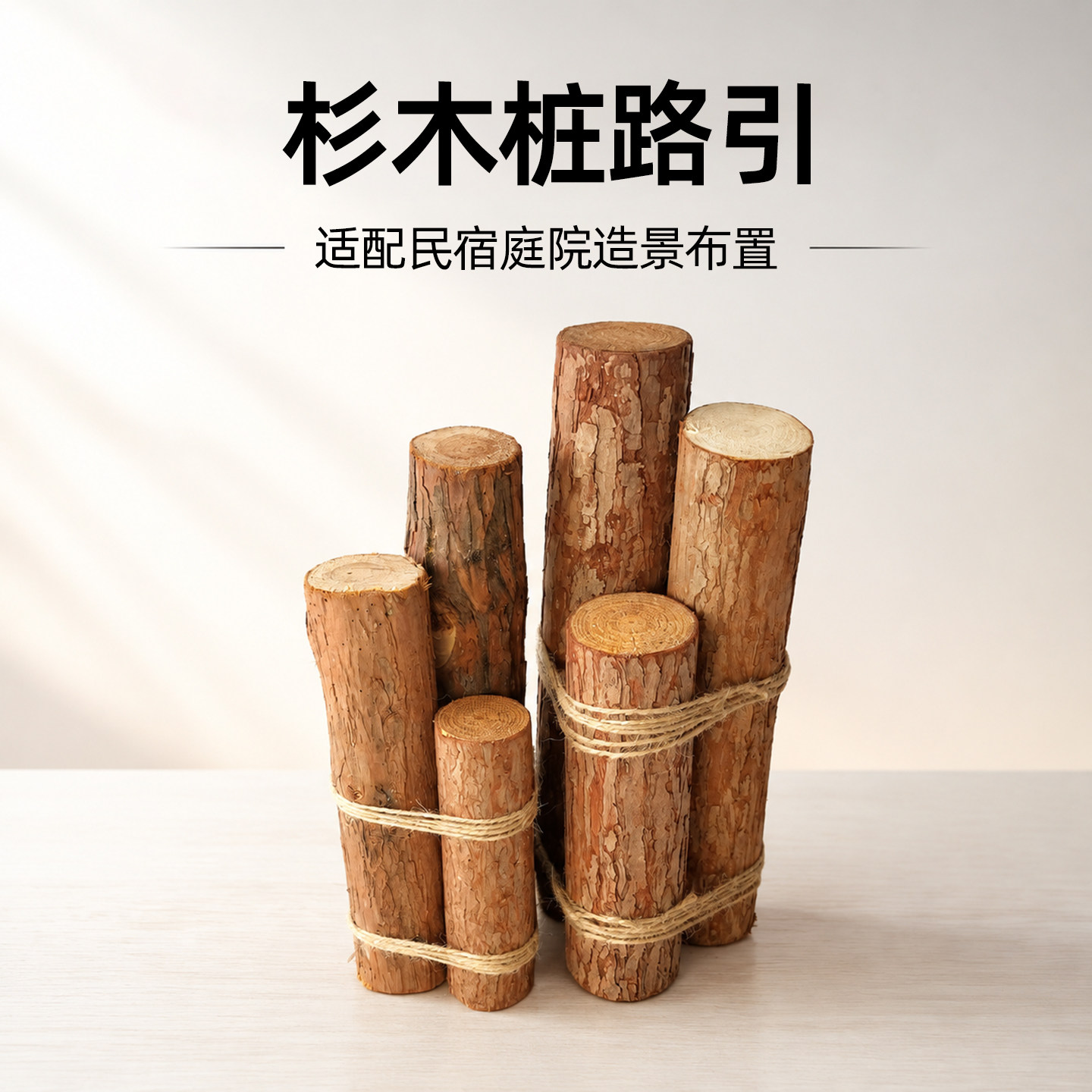 杉木桩路引婚庆迎宾布景装饰摆件