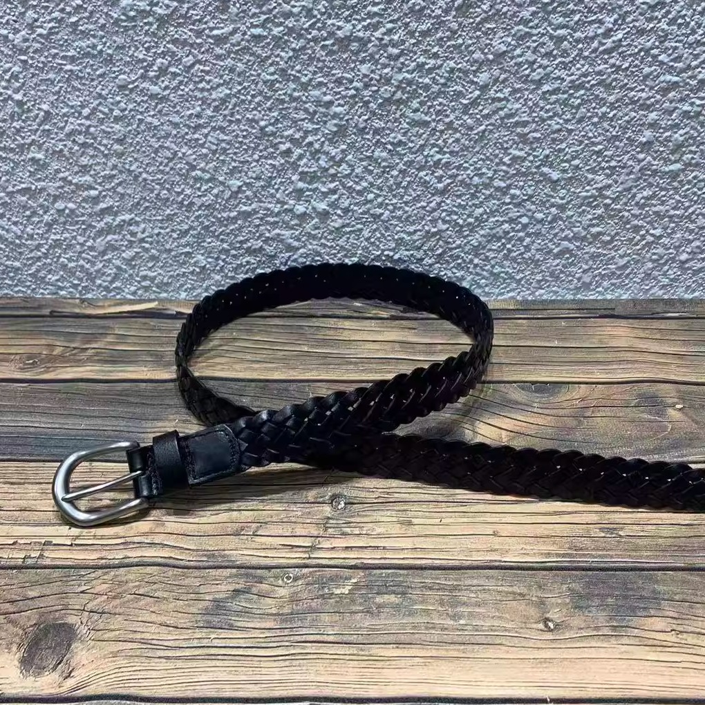 高端编织牛皮时尚潮流百搭男女腰带复古原创情侣皮带牛仔裤皮带