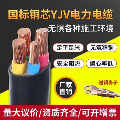 国标铜芯YJV2/3/4/5芯x10/16/25/35平方三相四线工程电力电缆电线