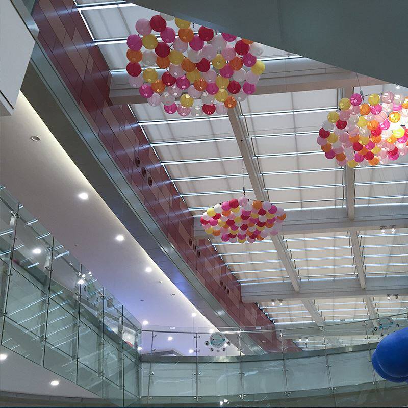 电动天棚帘卷轴式天棚帘fts遮阳帘商场中庭遮阳帘