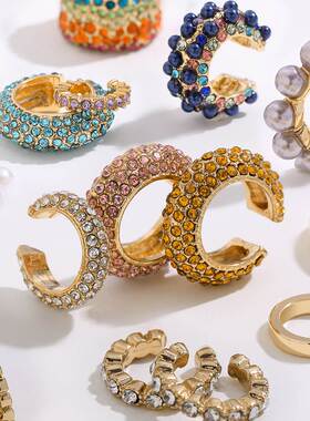 New Arrival Multicolor CZ Crystal Ear Cuff Stackable C Shape