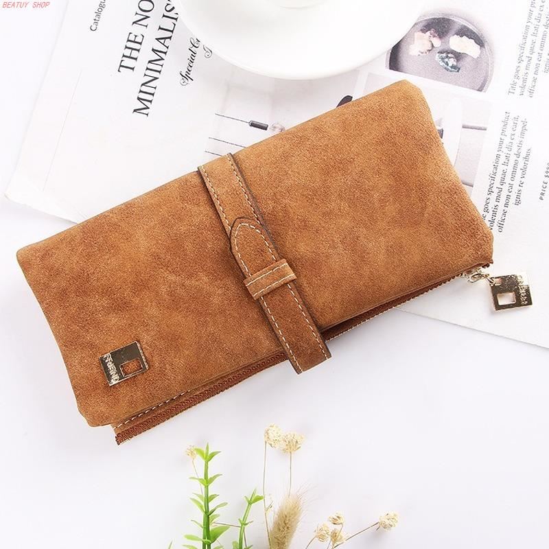 Famous Brand Long Purse Two Fold Women Wallets Drawstring Nu