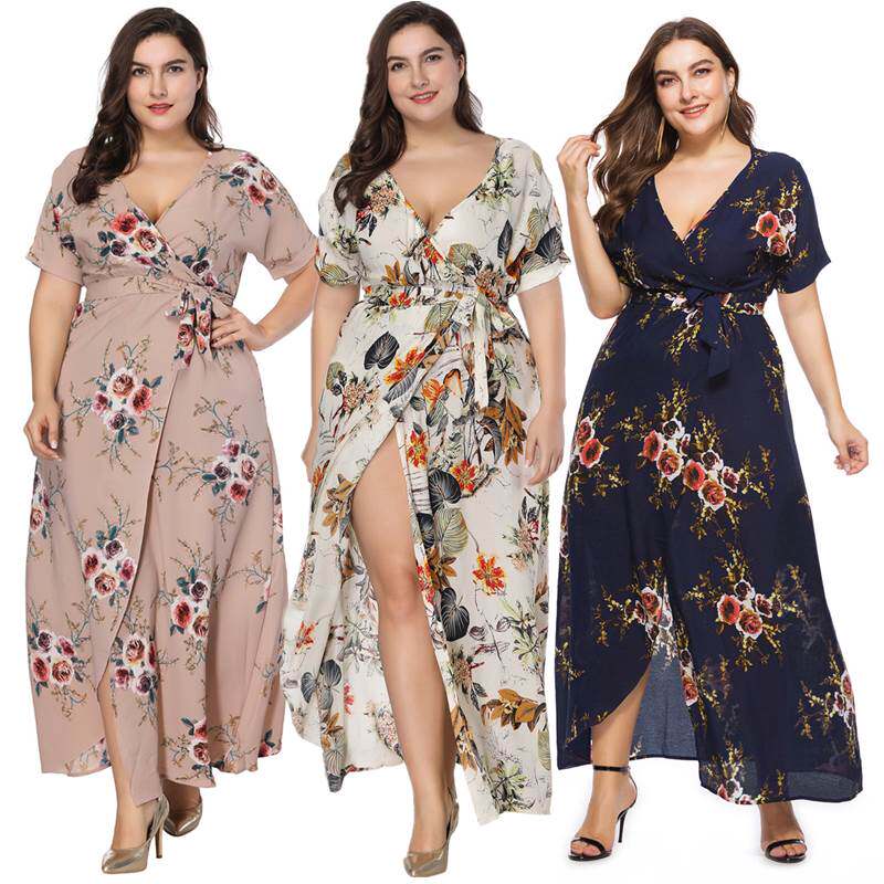 2022New Plus Size tall women Dress XL-6XL sexy V neck skirts
