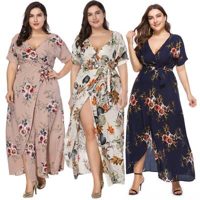 2022New Plus Size tall women Dress XL-6XL sexy V neck skirts