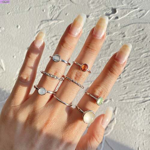 8psc cross-border fashion ring female index finger ring套装