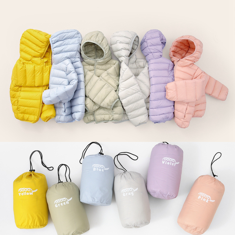 儿童轻薄款羽绒服糖果色100-160男女童90%白鸭绒国标绒外套连帽轻