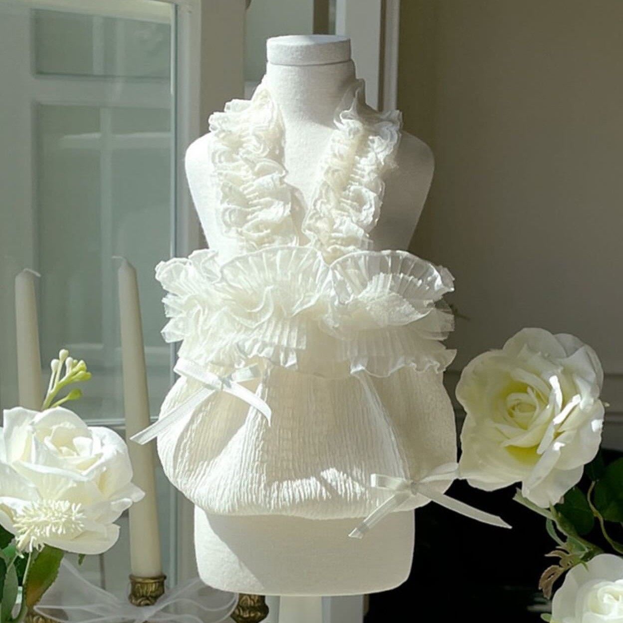 春款狗狗猫咪蕾丝花边吊带连身裙子泰迪博美贵宾比熊宠物衣服