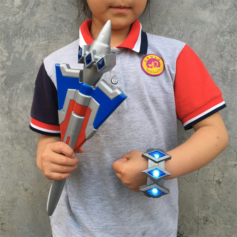 大号赛罗头镖变身器玩具奥特手镯原声版眼镜发光变形长矛弯刀儿童