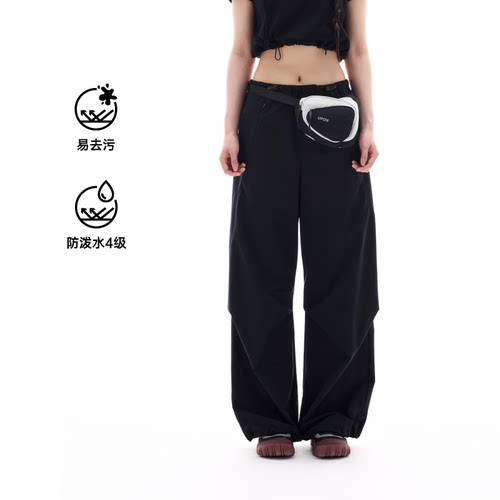 防泼水机能风堆积感降落直筒伞裤