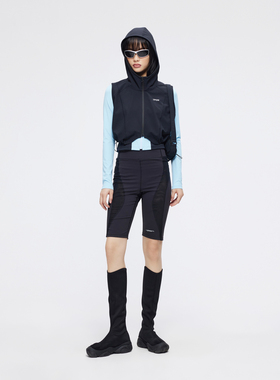 UPON PRO黑色拼接高腰提臀显瘦运动瑜伽裤骑行短裤女