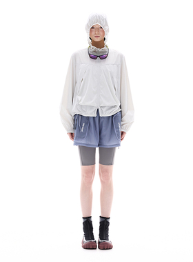 UPON PRO灰紫色设计感弹力织带轻薄健身运动短裤女