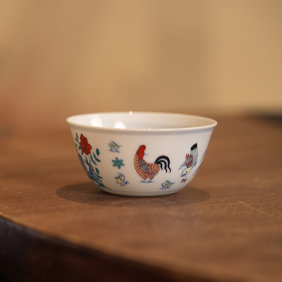 宛玉 致敬成化斗彩鸡缸杯 仿古复刻鸡缸杯 125ml缸杯 茶杯 主人杯