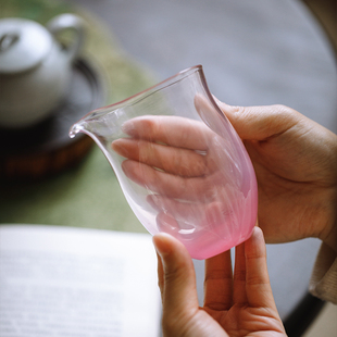 玻心璃语 渐变雾隐公道杯 耐高温茶杯纯手工玻璃分茶器茶海公杯