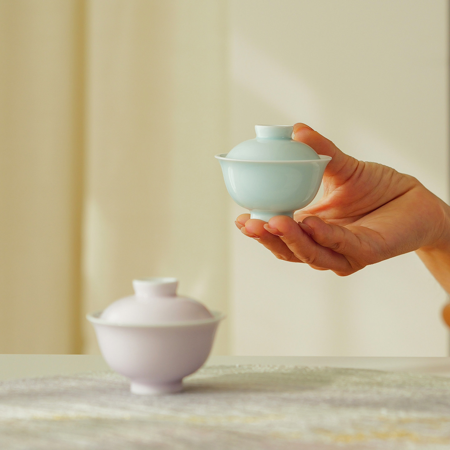 云见清玩 高温单色釉迷你盖碗 50ml 试茶利器 一人饮盖碗掌心盖碗