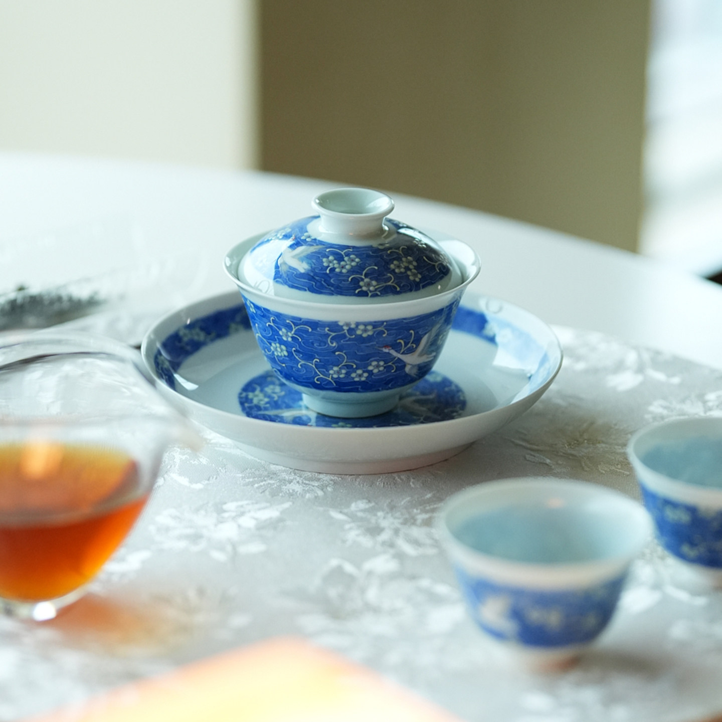藏真 斗彩云鹤系列盖碗 泡茶器景德镇手工陶瓷茶碗送礼高端茶具